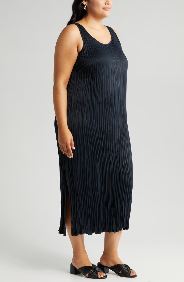 Eileen Fisher Pleated Scoop Neck Midi Dress, Alternate, color,