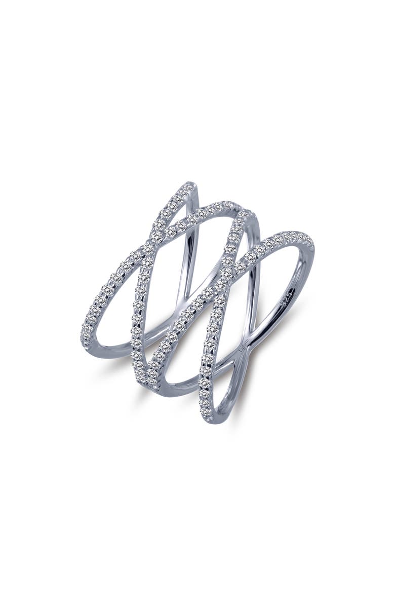 Lafonn Double Cross Ring, Main, color, Silver