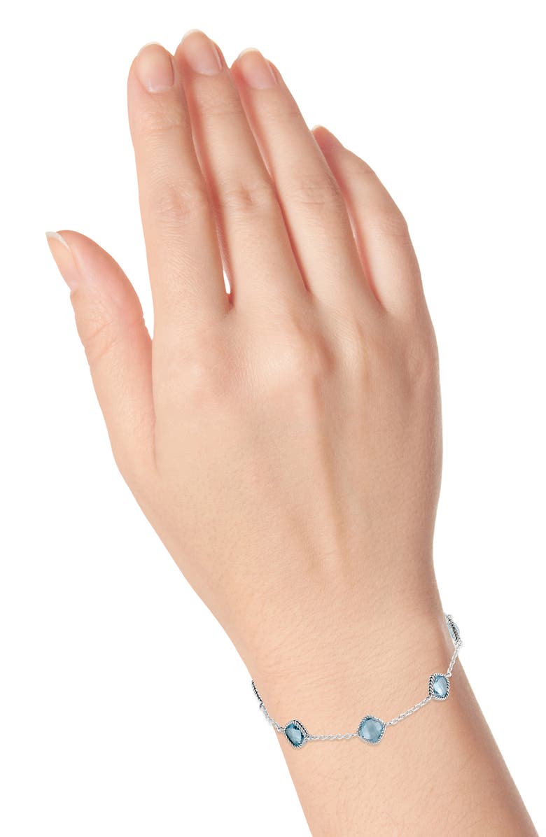 SAMUEL B. Sterling Silver Cushion Cut Semi-Precious Stone Station Bracelet, Alternate, color, Blue