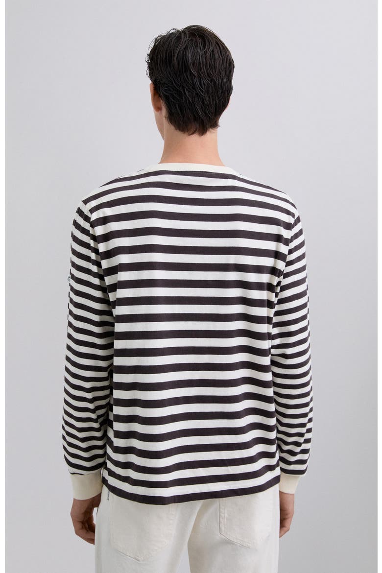 Mixedstriped Ls Tee, Alternate, color, Darkbrown