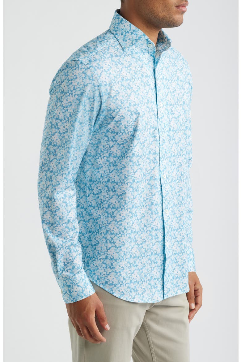 Devon OoohCotton® Floral Print Long Sleeve Button-Up Shirt, Alternate, color, TEAL