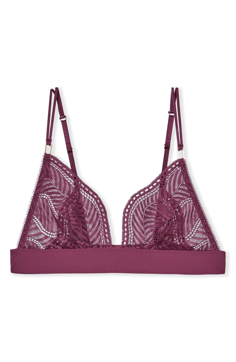 Etam Audace Lace Triangle Bra, Alternate, color, Plum