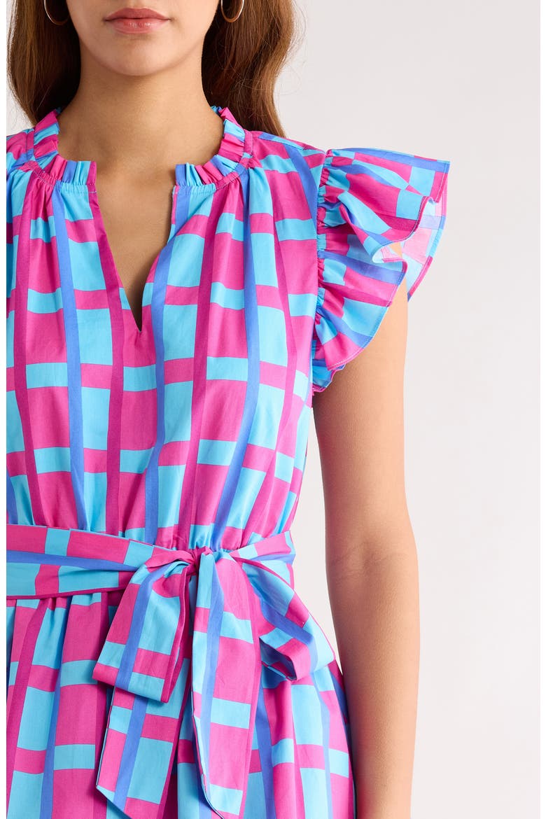 Marvy Checker Emie Ruffle Minidress, Alternate, color, FUCHSIA-BLUE-MULTI