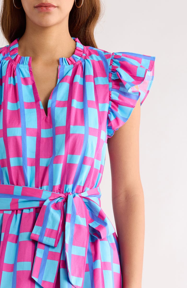SUGARLIPS Marvy Checker Emie Ruffle Minidress, Alternate, color, Fuchsia-Blue-Multi