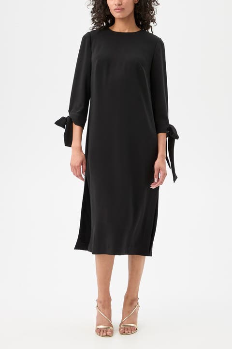 Drama Tie Sleeve Midi Dress