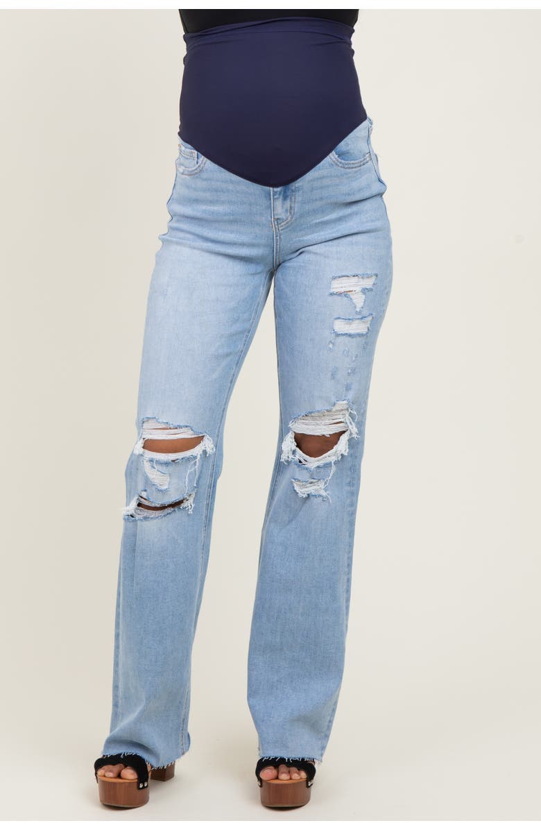 PinkBlush 90'S Vintage Super High Rise Flare Maternity Jeans, Alternate, color, Light Blue