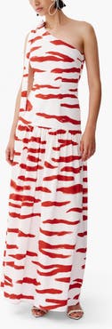 De Loreta Palma Tied One-Shoulder Cotton Maxi Dress