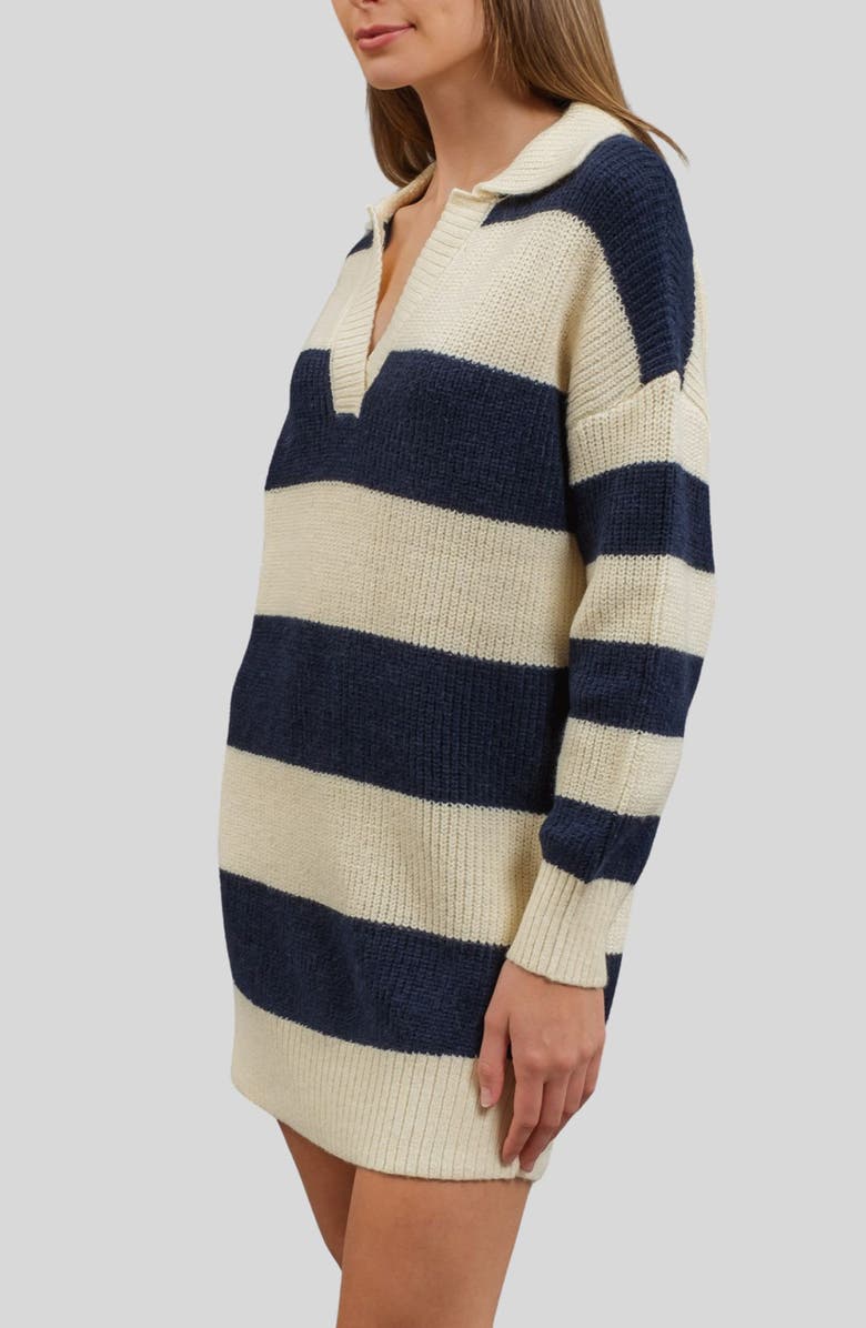 Blu Pepper Stripe Long Sleeve Sweater Dress, Alternate, color, Navy