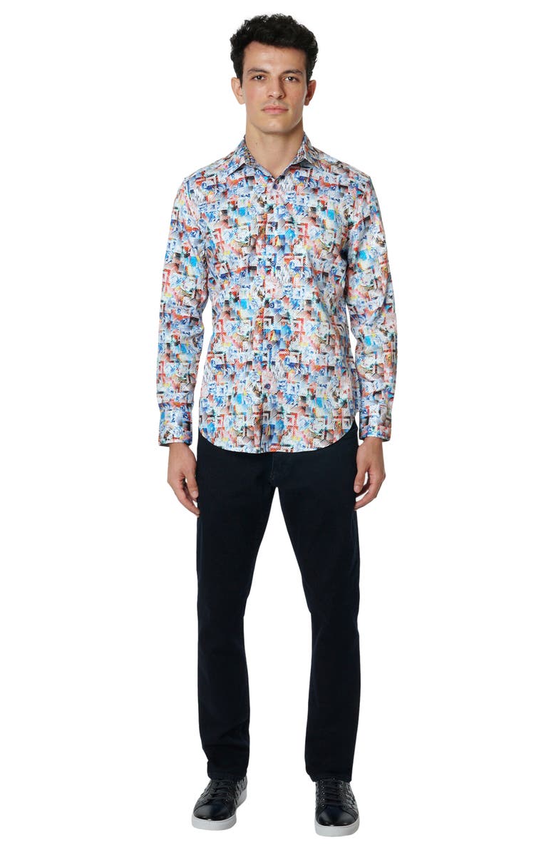 Robert Graham Harbin Long Sleeve Button-Up Shirt, Alternate, color, Blue Multi