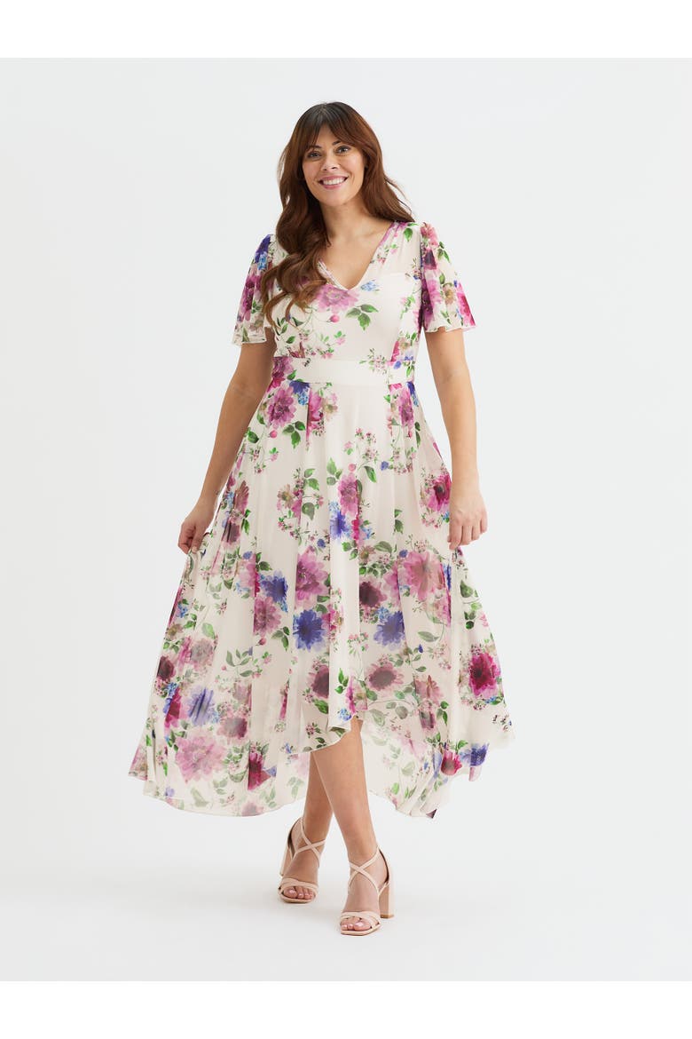 Tilly Floral Sweetheart Dress, Main, color, Cream Pink Multi