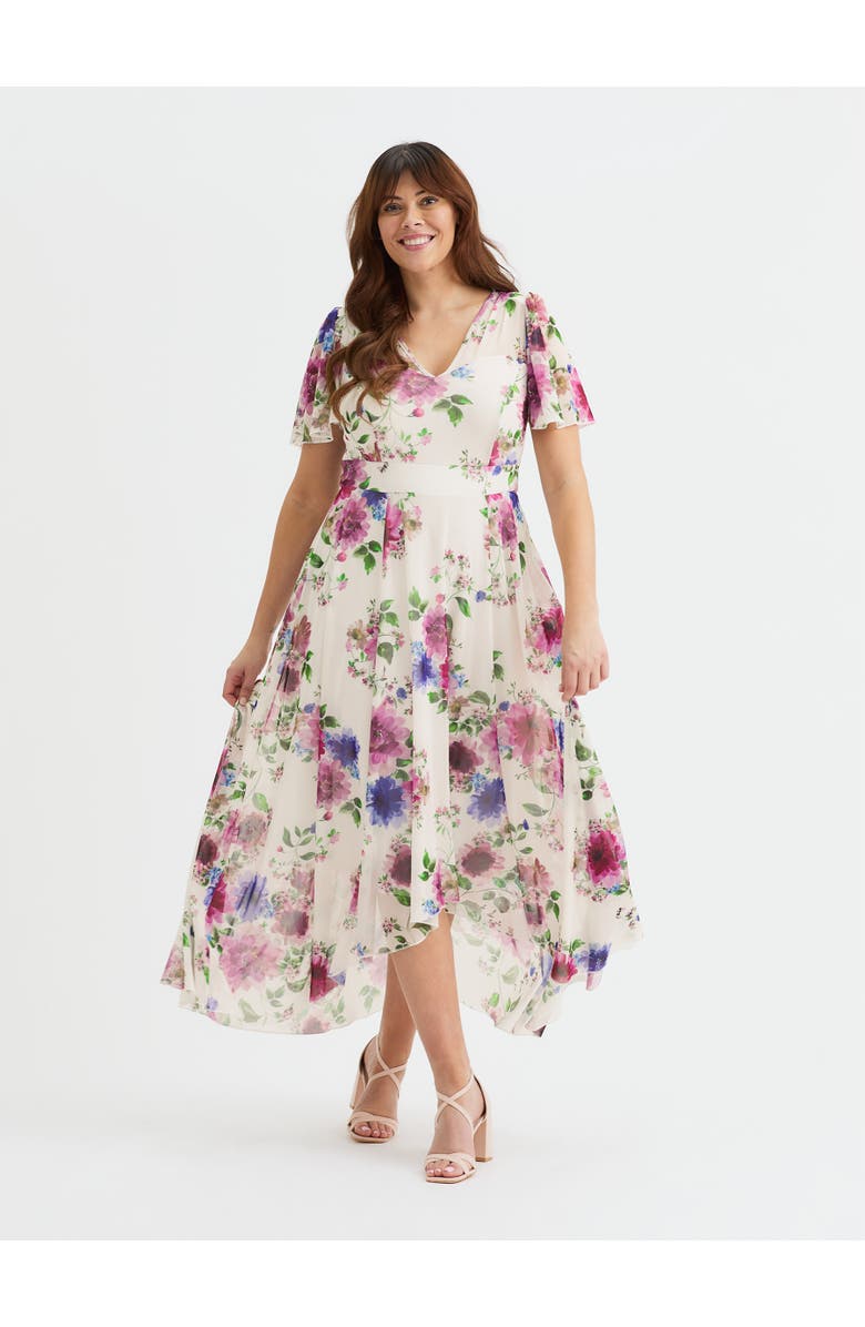 Scarlett & Jo Tilly Floral Sweetheart Dress, Main, color, Cream Pink Multi