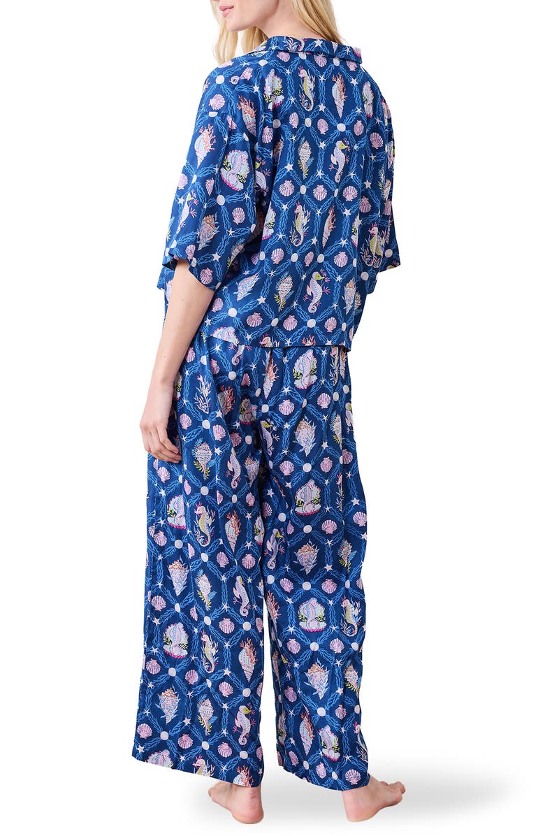 Printfresh Wildest Dreams Satin Pajamas, Alternate, color, Navy