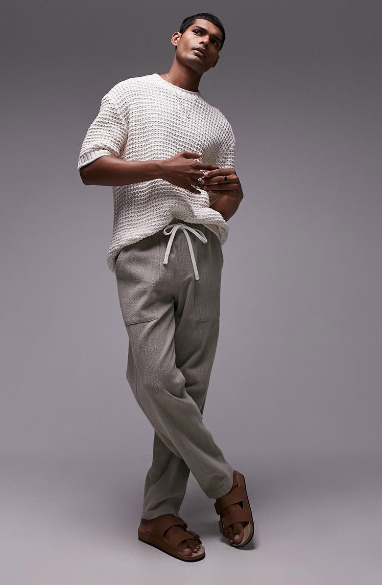 Topman Oversize Textured Cotton Knit T-Shirt, Alternate, color, 