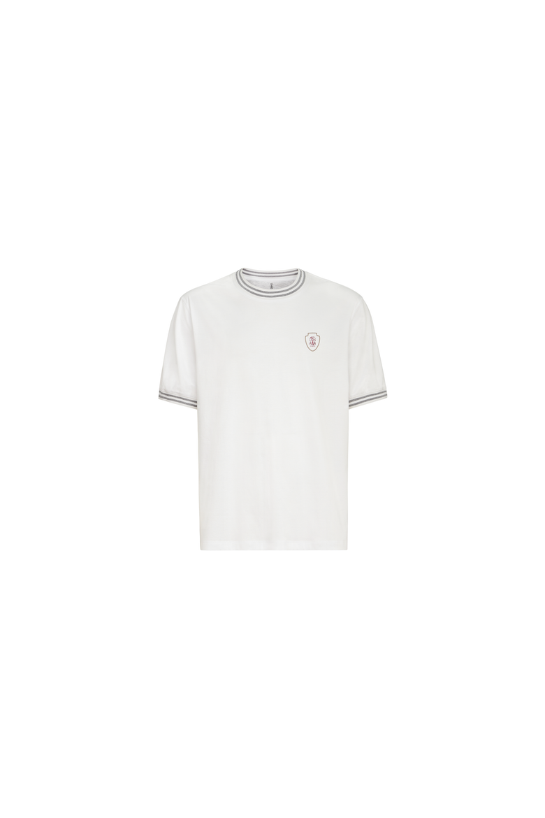 Cotton jersey crew neck T-shirt with logo, Alternate, color, White
