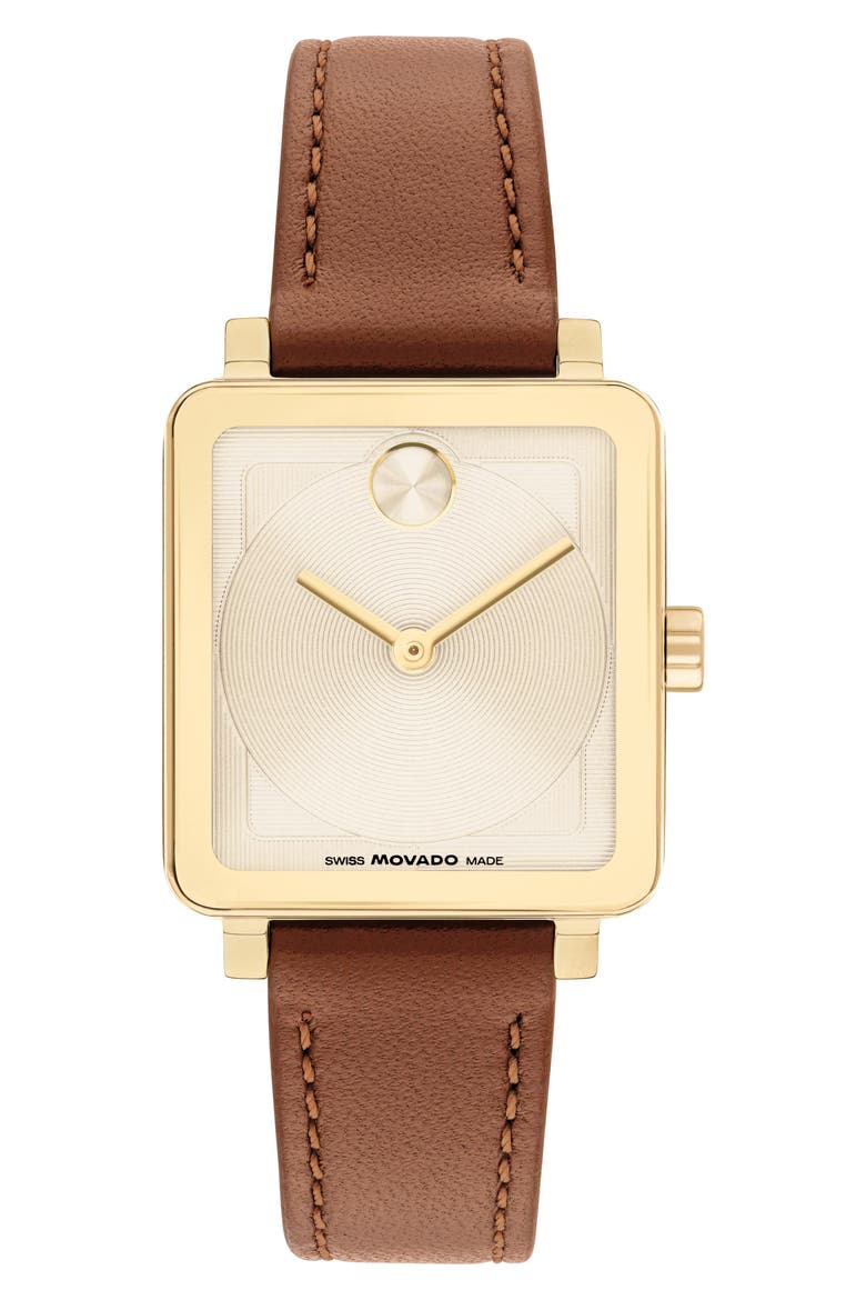 Bold Evolution 2.0 Leather Strap Watch, 34mm, Main, color, GOLD