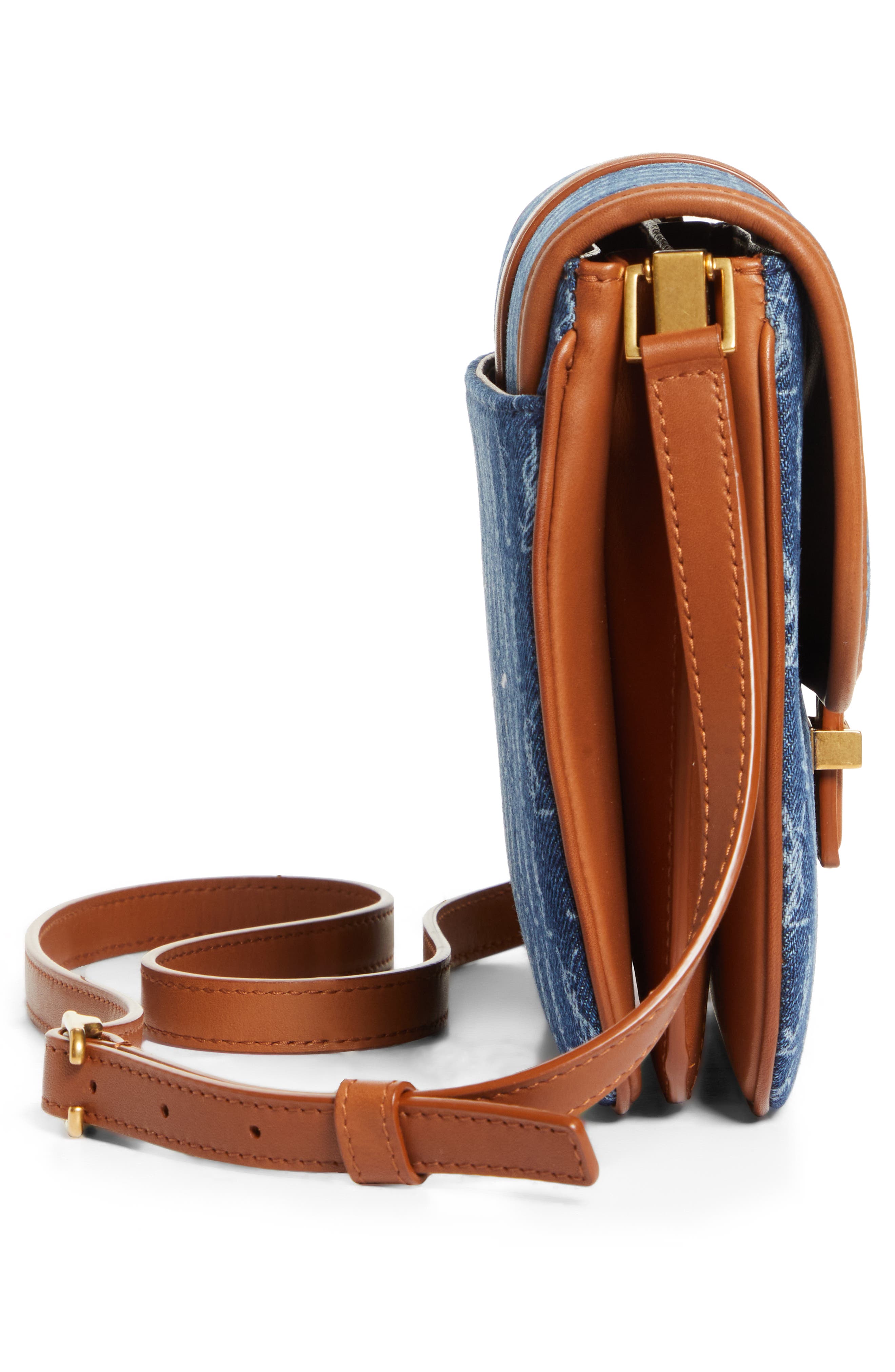 Saint Laurent Small Le Monogramme Denim Shoulder Bag, Alternate, color, 