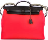Pre-Owned Hermes Herbag Zip Leather and Toile 39