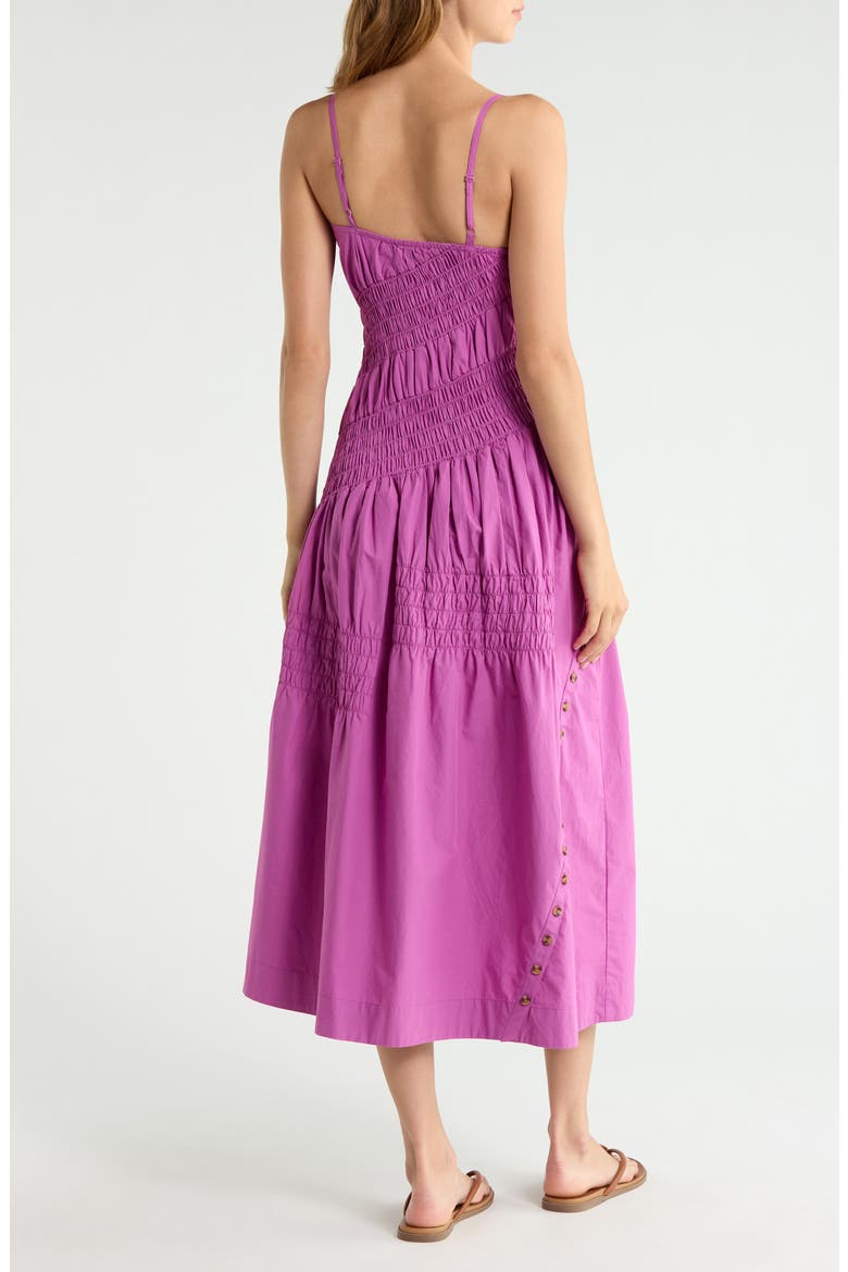 Lyra Sleeveless Shirred Midi Sundress, Alternate, color, MAGENTA