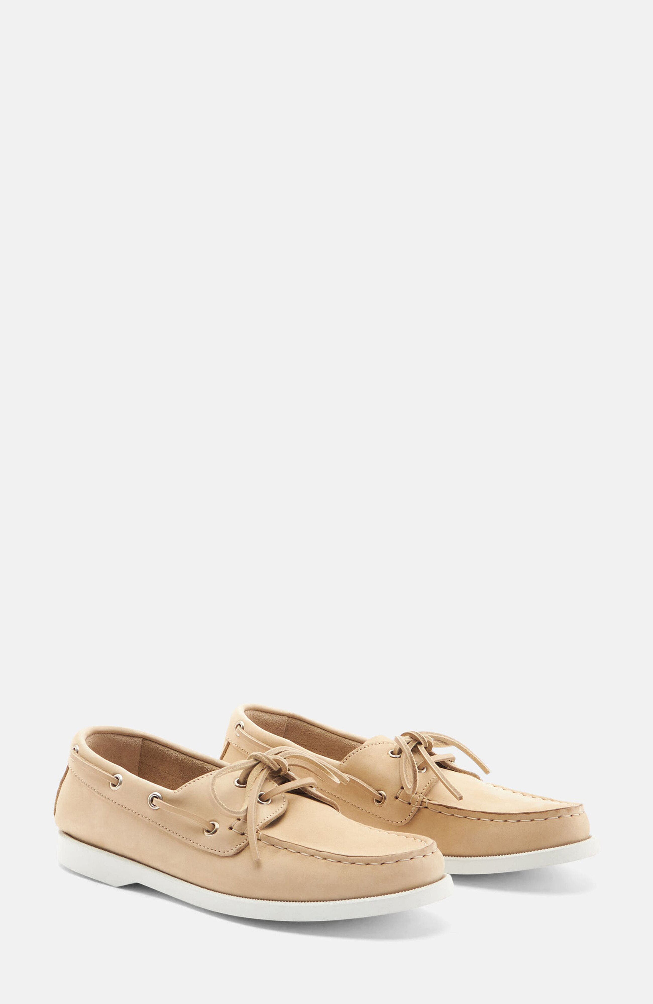 SCAROSSO Oprah Boat Shoes, Main, color, Beige - Nubuck