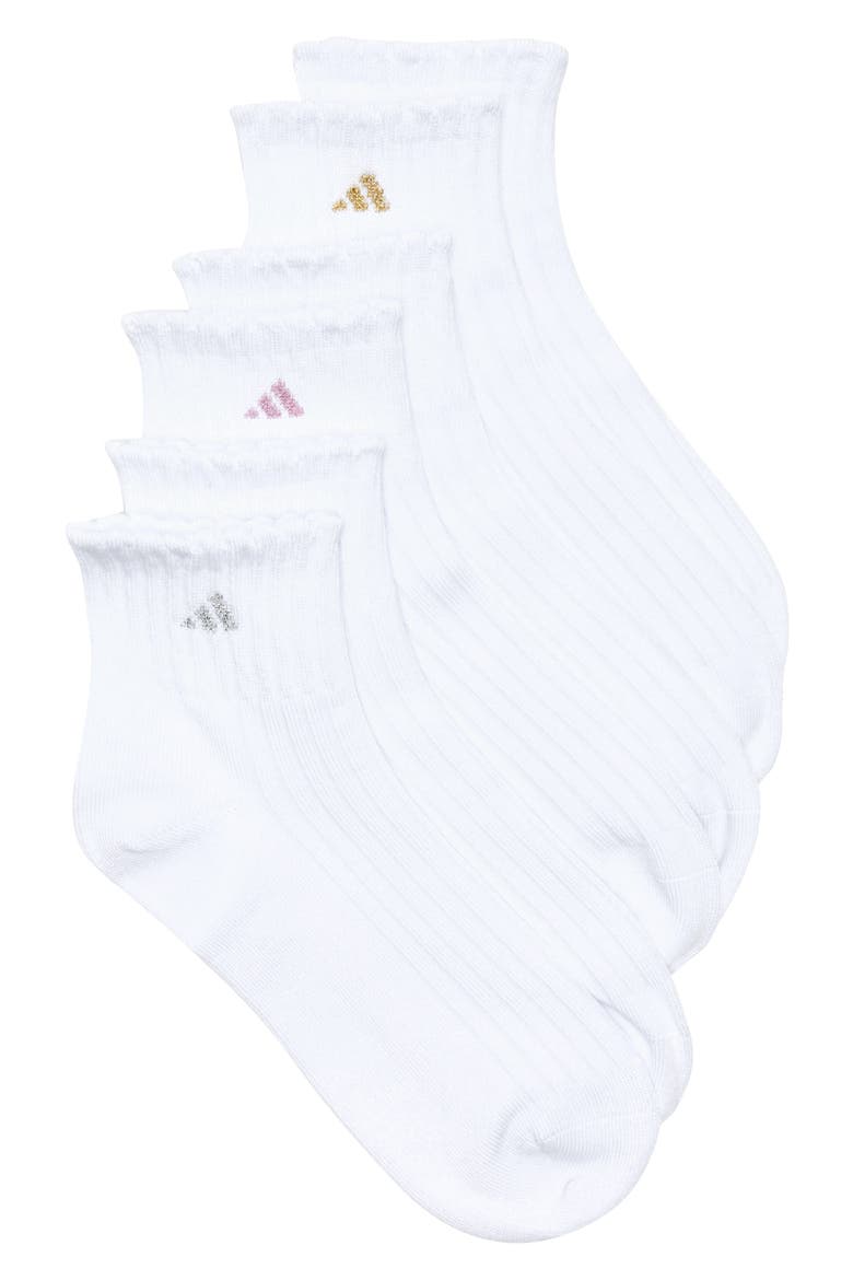 3-Pack Sport Ankle Socks, Main, color, WHITE/ GOLD/ ROSE GOLD