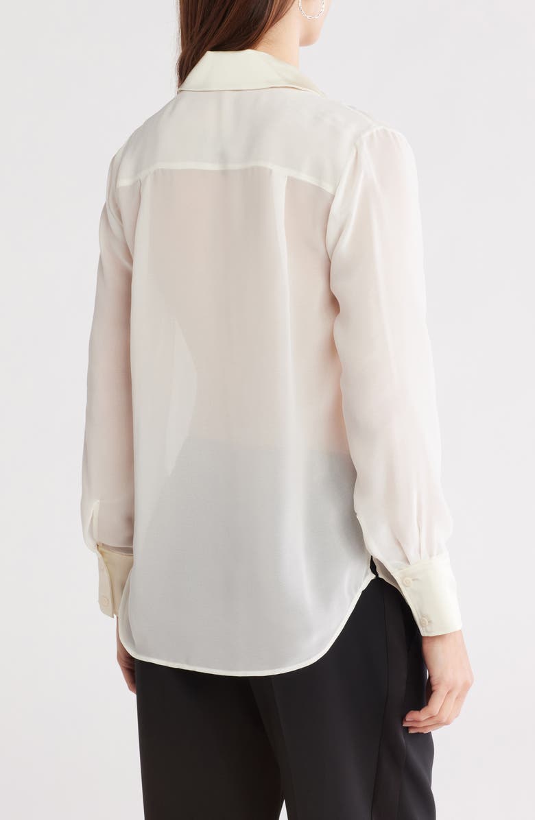 Simkhai Vinka Pleated Button-Up Shirt, Alternate, color, Ivory