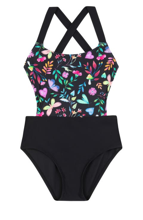 Butterfly Dream Cut Out Cross Strap One Piece