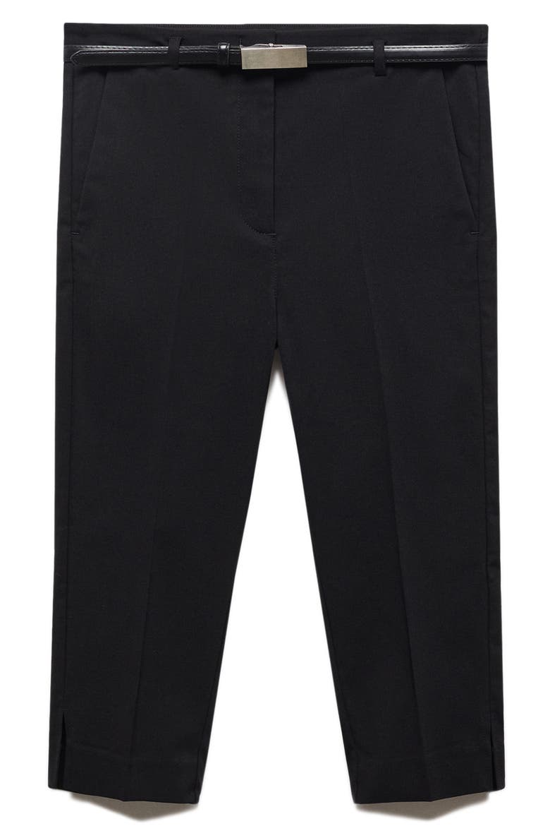 Piccola Belted Capri Pants, Alternate, color, BLACK