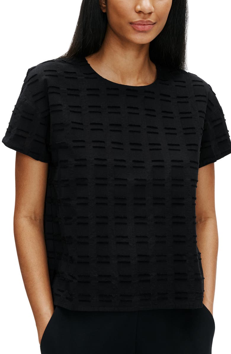 Eileen Fisher Textured Short Sleeve Organic Cotton Top, Main, color, 