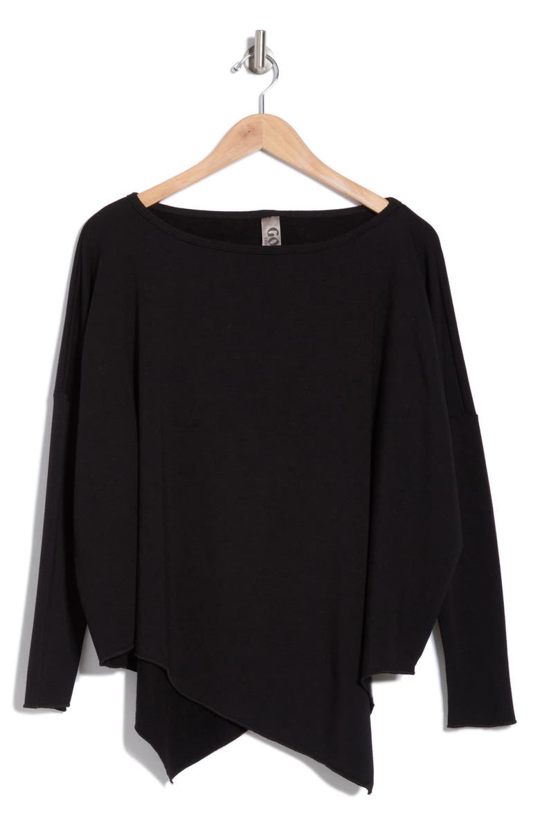 GO COUTURE Asymmetric Hem Sweater, Alternate, color, Black