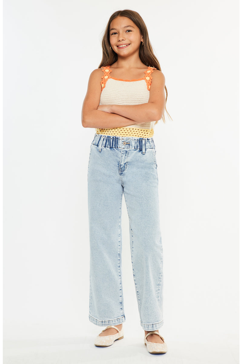 Rubi High Rise Wide Leg Kids Jeans, Alternate, color, Light Wash