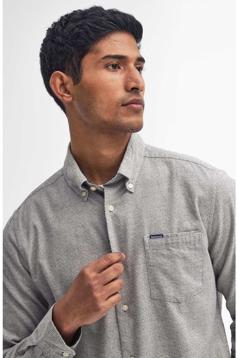 Turner Houndstooth Button-Down Shirt, Alternate, color, OLIVE