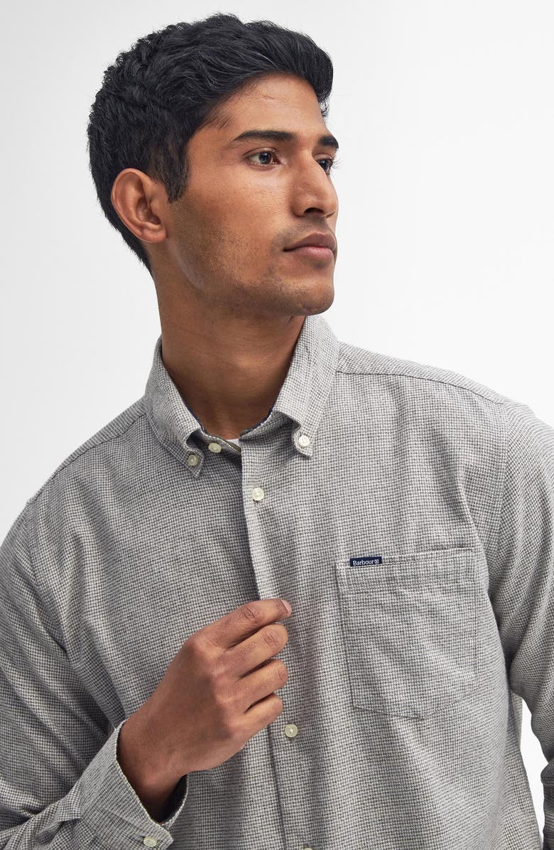 Barbour Turner Houndstooth Button-Down Shirt, Alternate, color, Olive