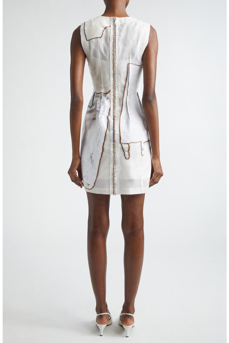 Collage Jacquard Organza Minidress, Alternate, color, CHALK/ PLASTER
