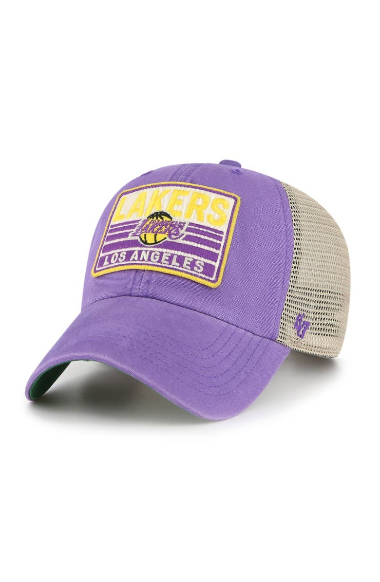 '47 Men's '47 Purple/Natural Los Angeles Lakers Four Stroke Clean Up Snapback Hat, Alternate, color, 