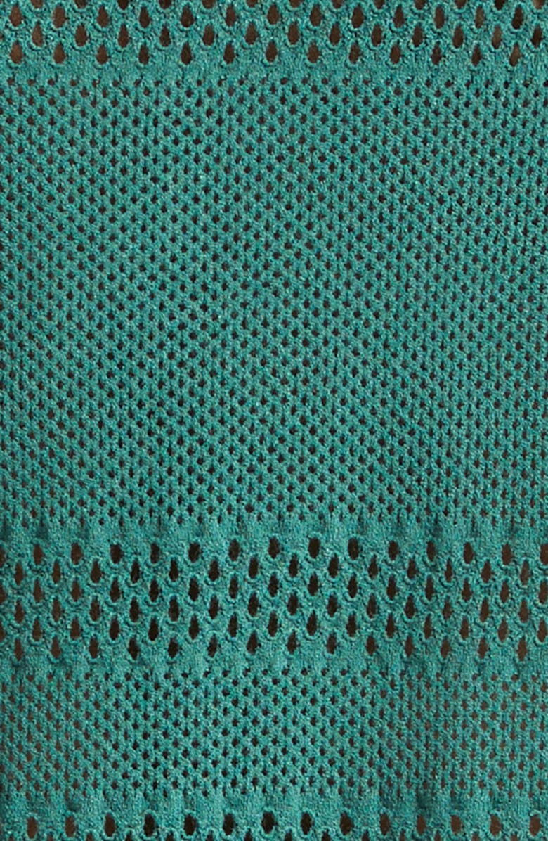 Dries Van Noten Mercy Mixed Stitch Polo Sweater, Alternate, color, Pine