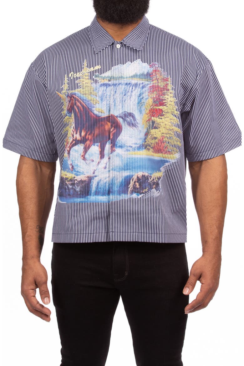 They Were Cones Button-Up Shirt, Main, color, ECLIPSE
