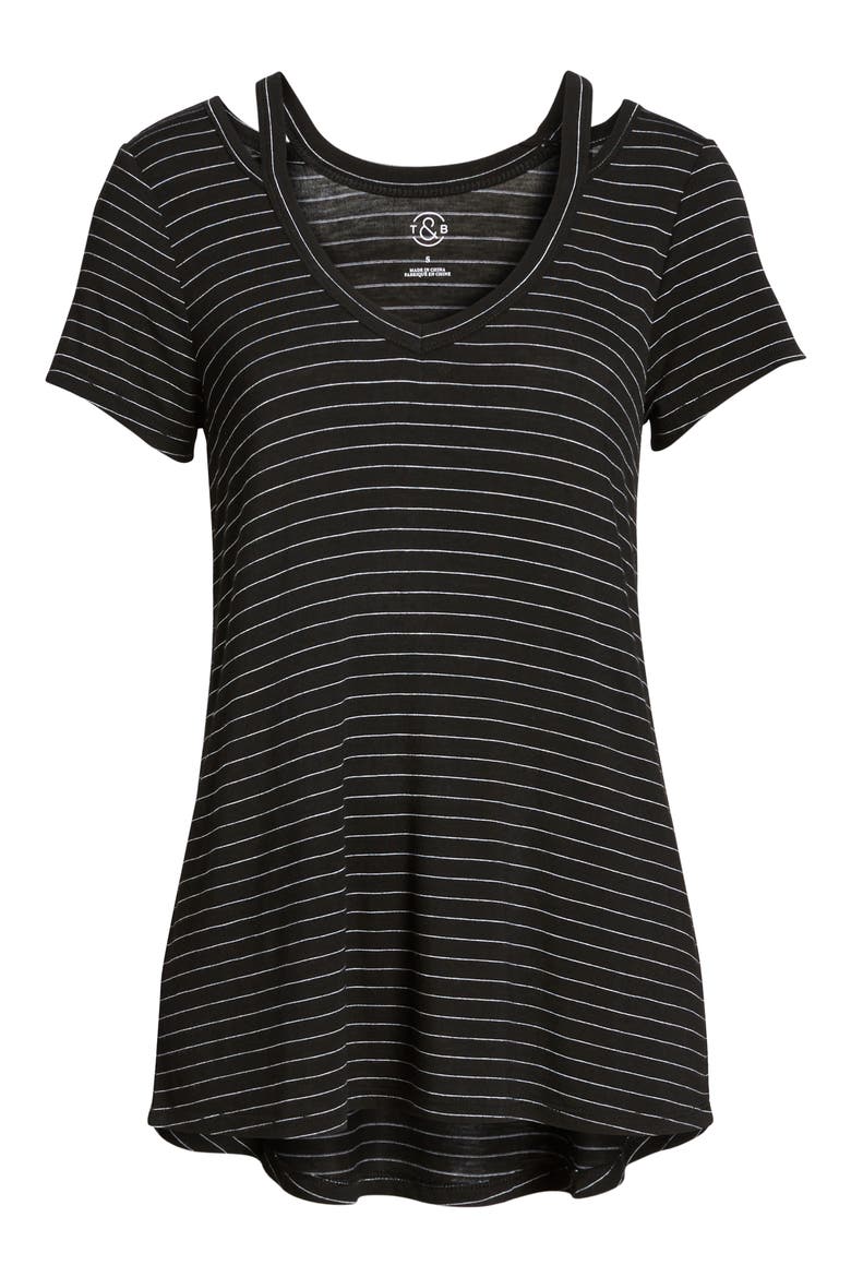 Oil Wash Cutout Tee, Alternate, color, BLACK COMBO