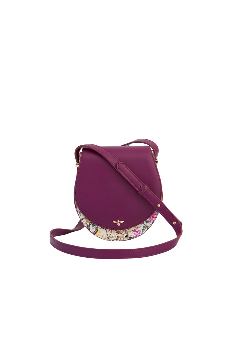 Fable England Floral Engravings Plum Saddle Bag, Main, color, Purple