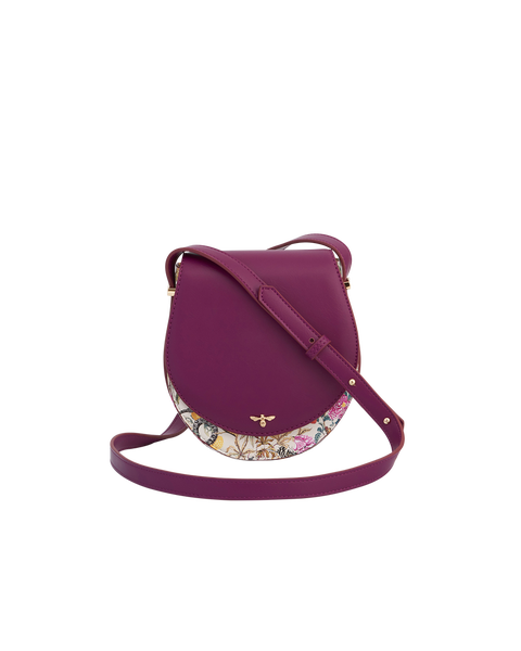 Floral Engravings Plum Saddle Bag