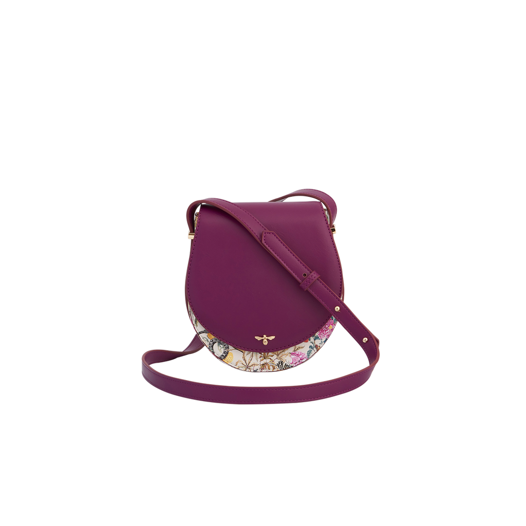 Fable England Floral Engravings Plum Saddle Bag In Purple