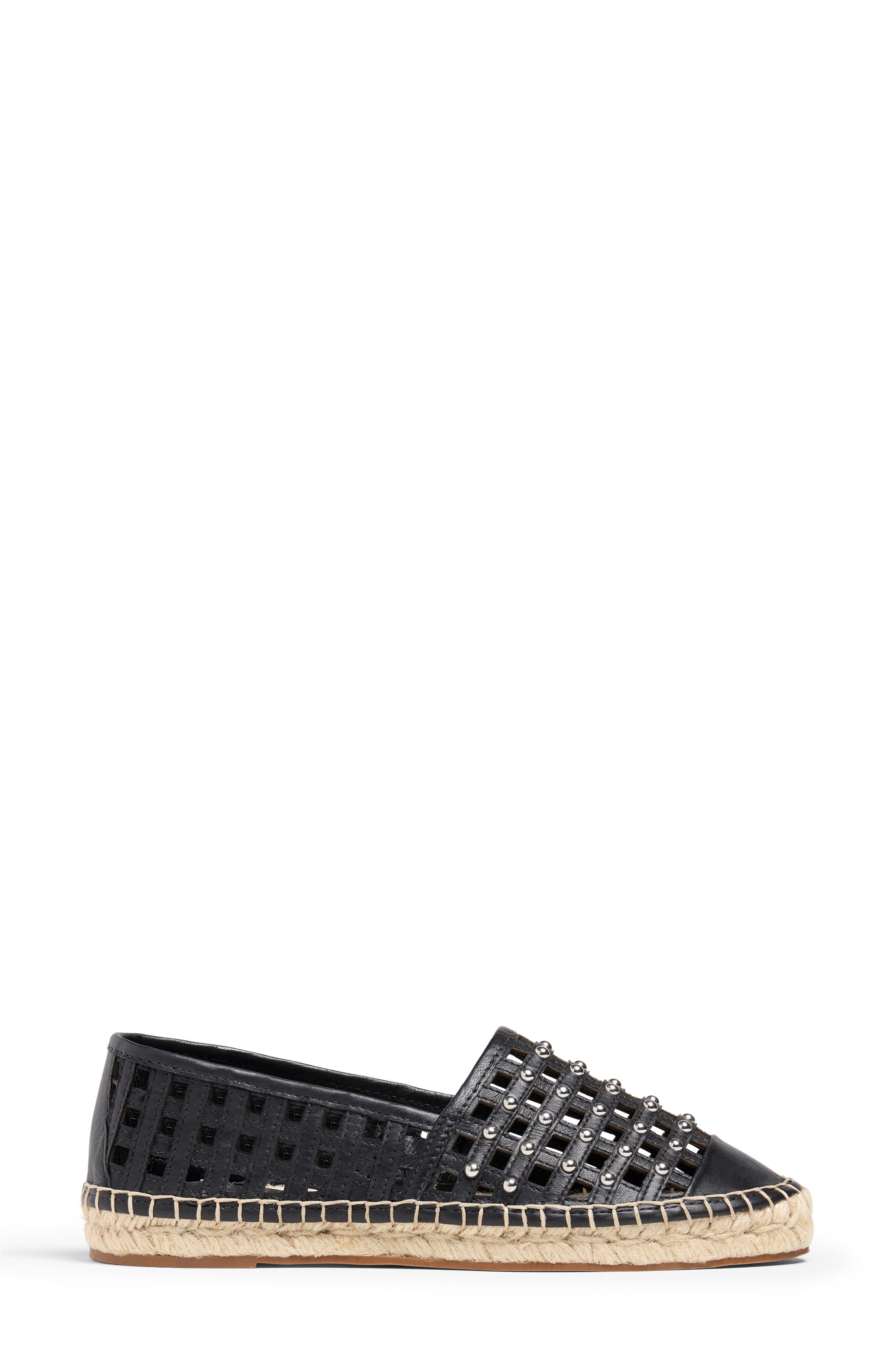 Cinq à Sept Rochel Cage Studded Espadrille Cap Toe Flat, Alternate, color, Black