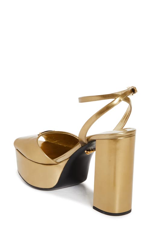 Prada Metallic Leather Ankle-strap Platform Sandals In Platino