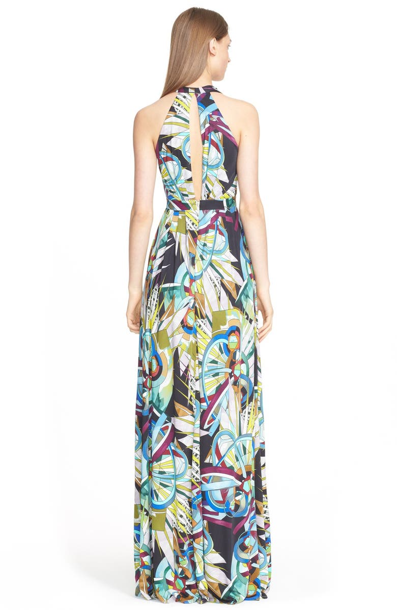 Versace Collection Open Back Print Jersey Maxi Dress, Alternate, color, 