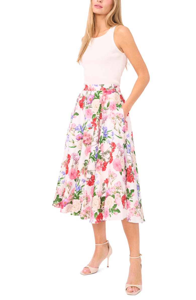 Ted Baker Ida Floral Circle Midi Skirt, Alternate, color, Ultra White