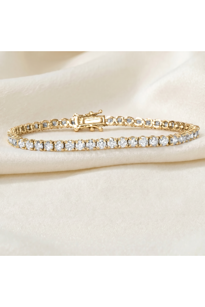 5 Carat TW Round Cut Lab Grown Diamond Tennis Bracelet 14k Gold Lab Grown, Alternate, color, 14k Yellow Gold