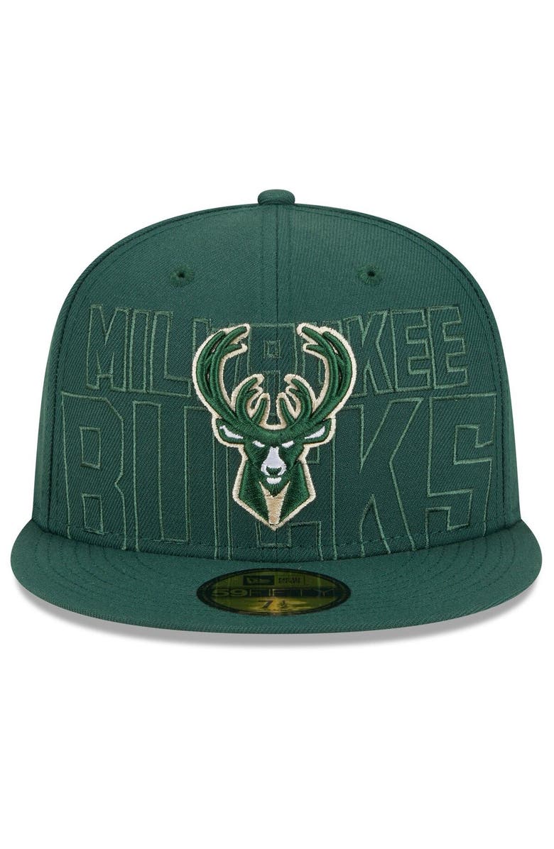 New Era Men's New Era  Hunter Green Milwaukee Bucks 2023 NBA Draft 59FIFTY Fitted Hat, Alternate, color, 
