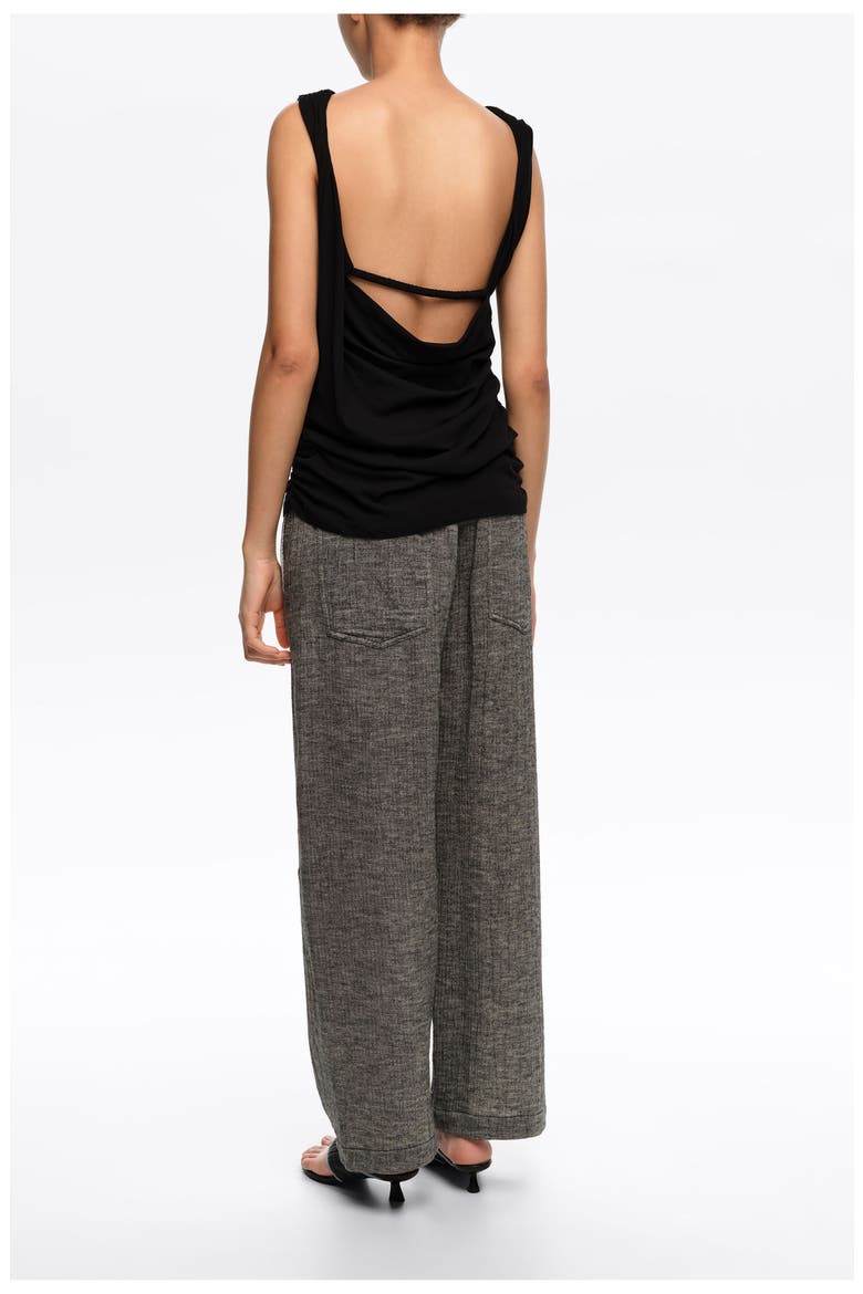 Cotton Linen Barrel Leg Trousers, Alternate, color, GREY