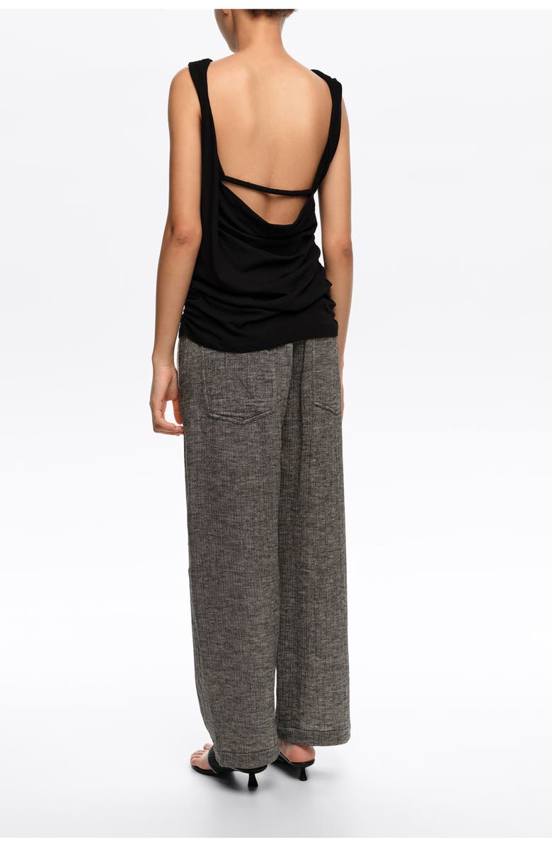 Bimba y Lola Cotton Linen Barrel Leg Trousers, Alternate, color, Grey