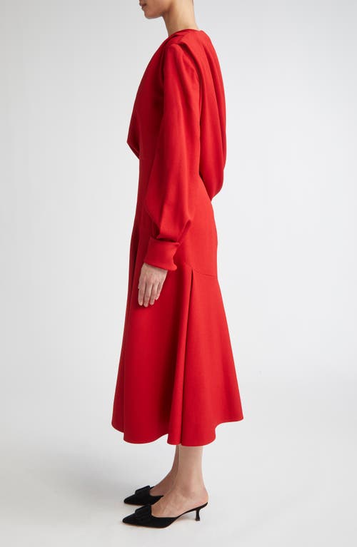 Emilia Wickstead Sehima One-shoulder Draped Crepe Midi Dress In Red