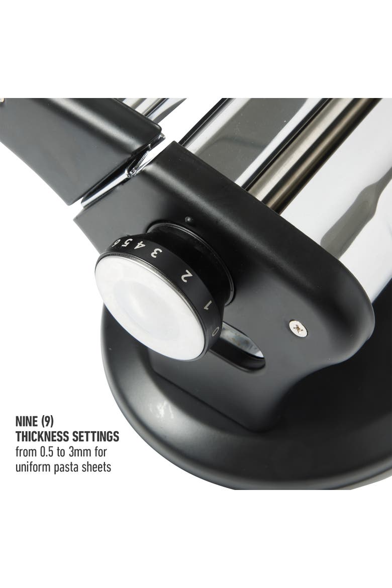 Aero Manual Pasta Maker with Spaghetti and Fettuccini Rollers, Alternate, color, Silver